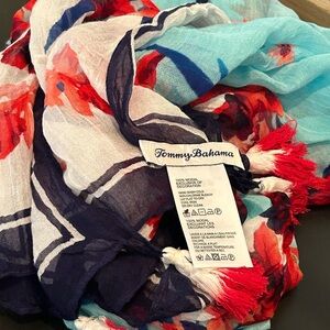 Tommy Bahama Floral Scarf - Blue and Red